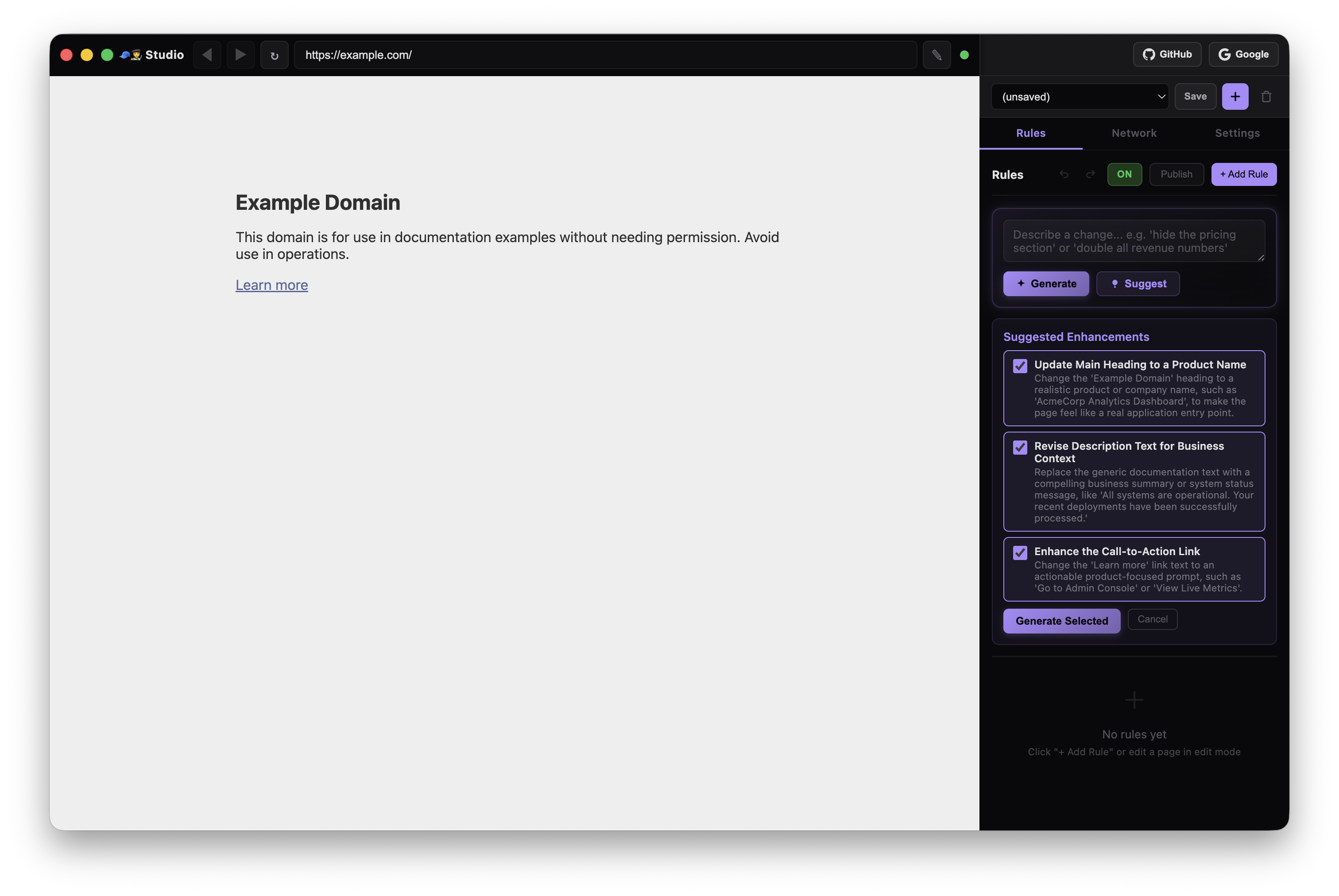 AI suggesting enhancements